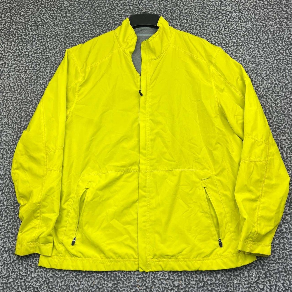 NordicTrack NT Dri Windbreaker Jacket Men XL Yellow Gray Full Zip Long Sleeve